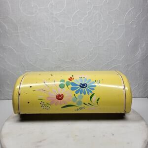 VTG Ransburg Hand Painted Metal Paper Towel Holder Yellow Floral Wall Mount